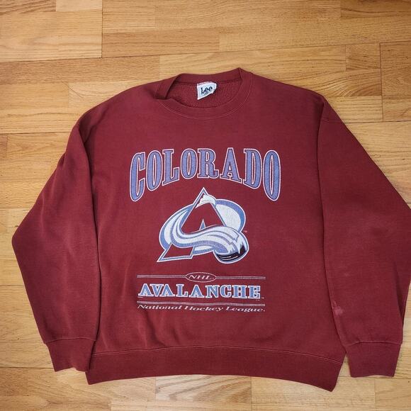 Vtg 90s Lee Sport Nutmeg Colorado Avalanche Crewneck Sweatshirt Sz XL Mens NHL - Picture 1 of 13